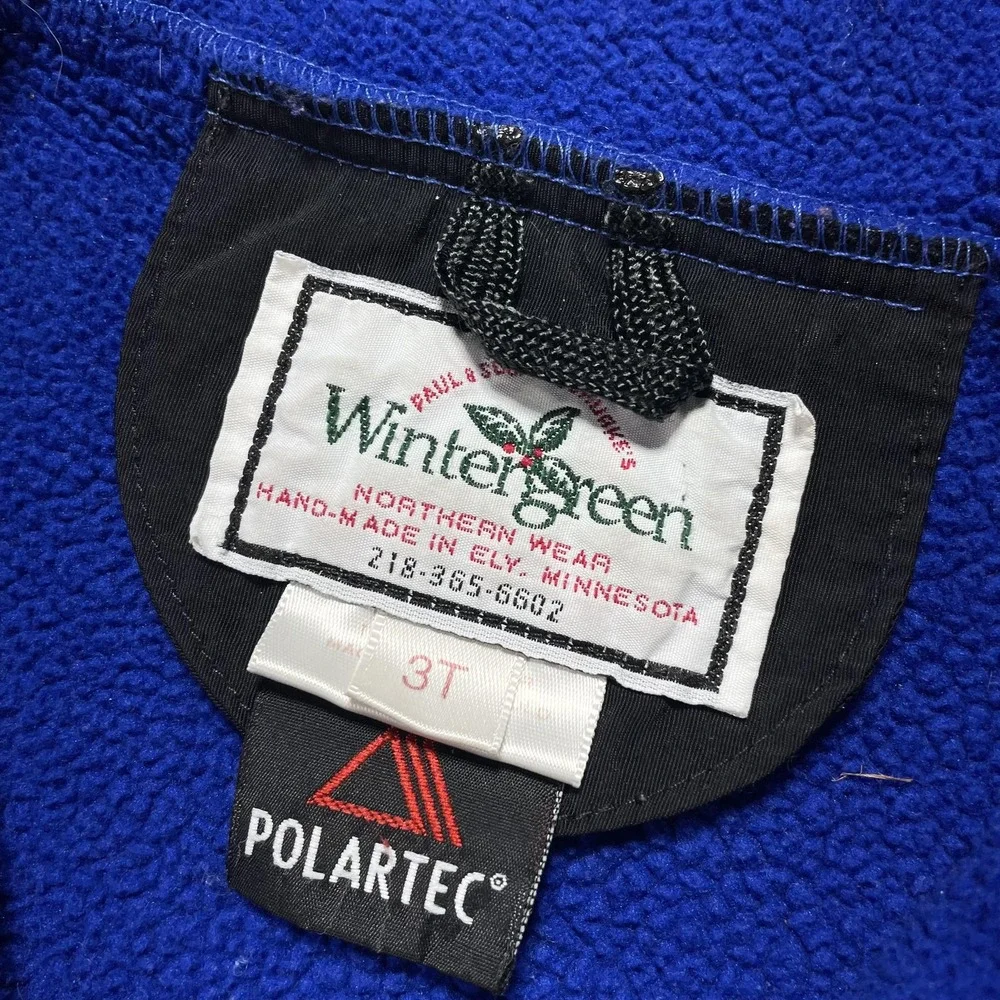 Wintergreen Northern Wear Jacket Kids 3T Blue Fleece Hooded Full Zip Polartec